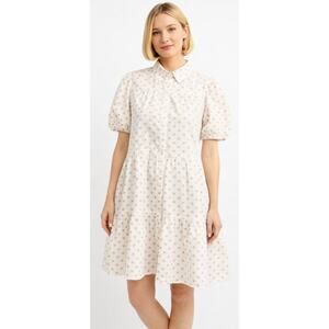 IVY STREET Women's Polka Dot Mini Dress Medium Cotton White Tan